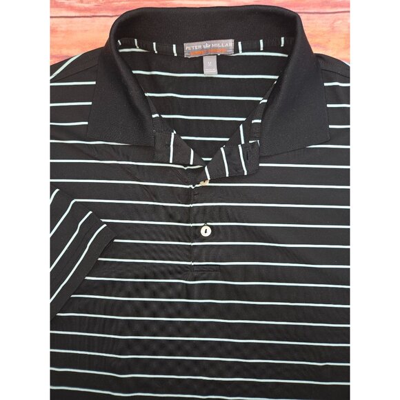 Peter Millar Mens Summer Comfort Polo Medium Striped Black & White - Picture 4 of 7